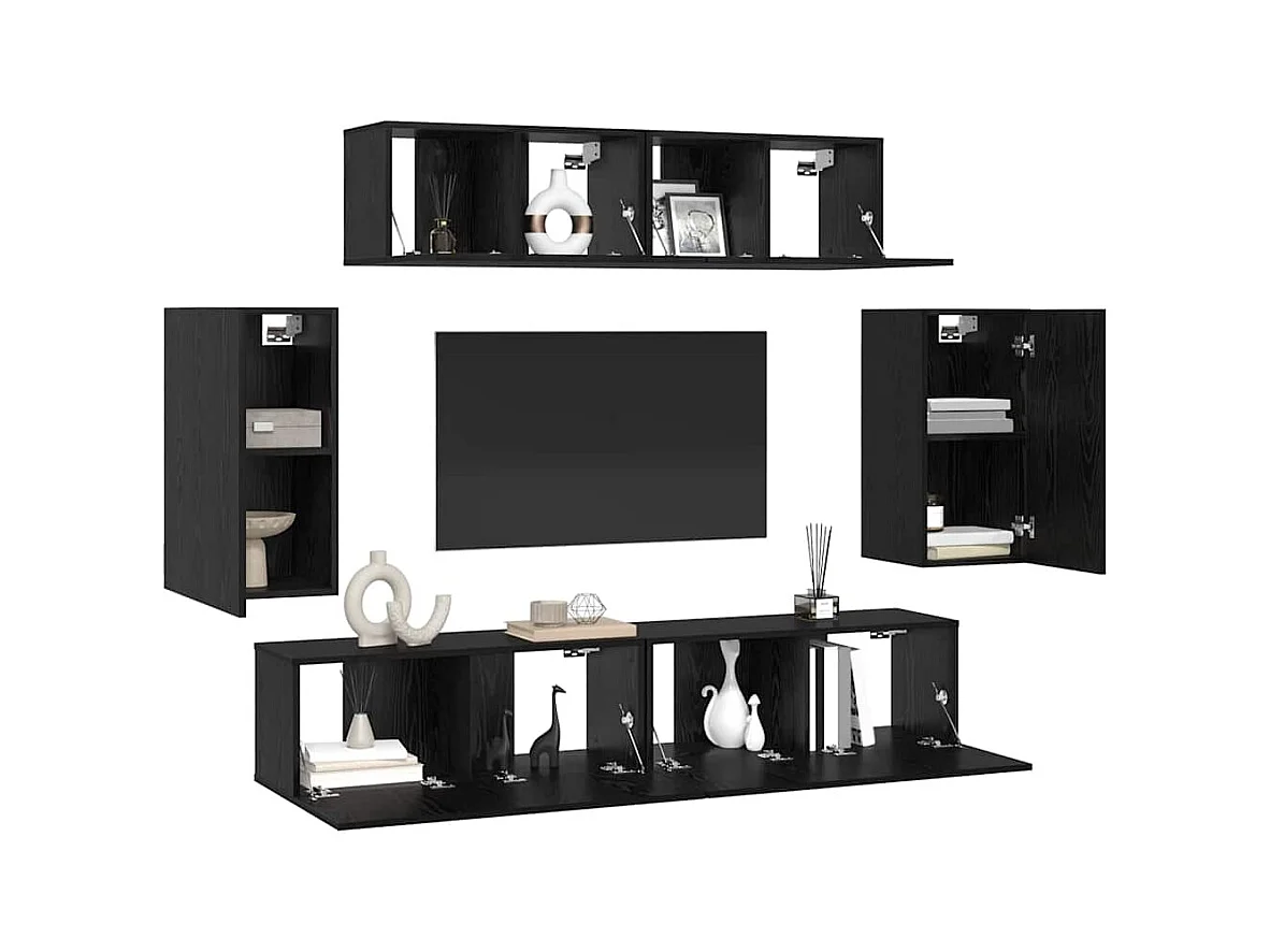 Ensemble meuble TV 6 pièces Chêne noir 80 x 30 x 30 cm