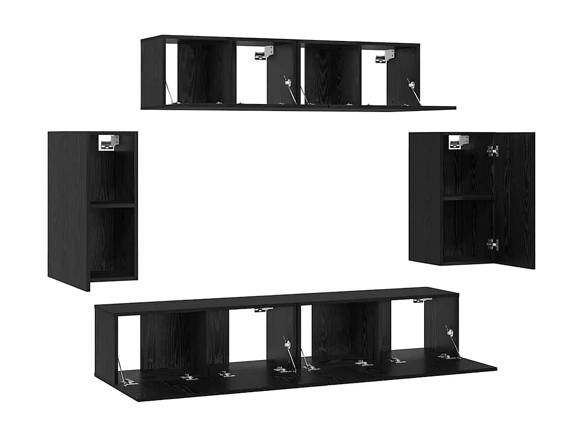Ensemble meuble TV 6 pièces Chêne noir 80 x 30 x 30 cm