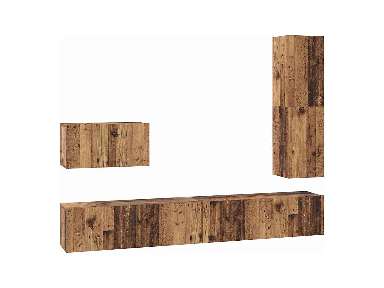 Ensemble meuble TV 4 pièces Bois ancien 30.5 x 30 x 110 cm