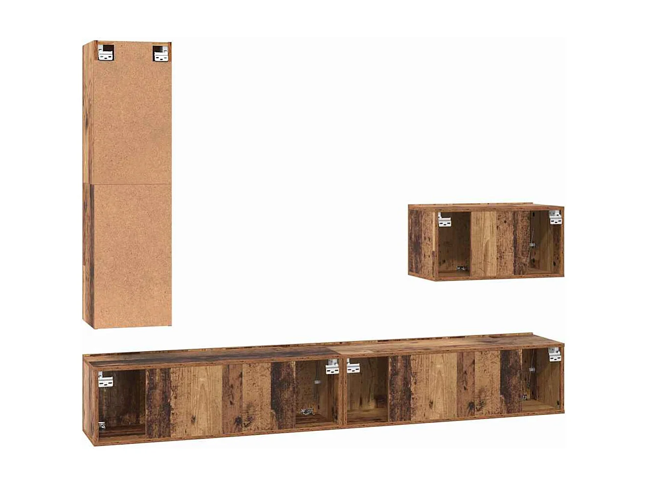 Ensemble meuble TV 4 pièces Bois ancien 30.5 x 30 x 110 cm