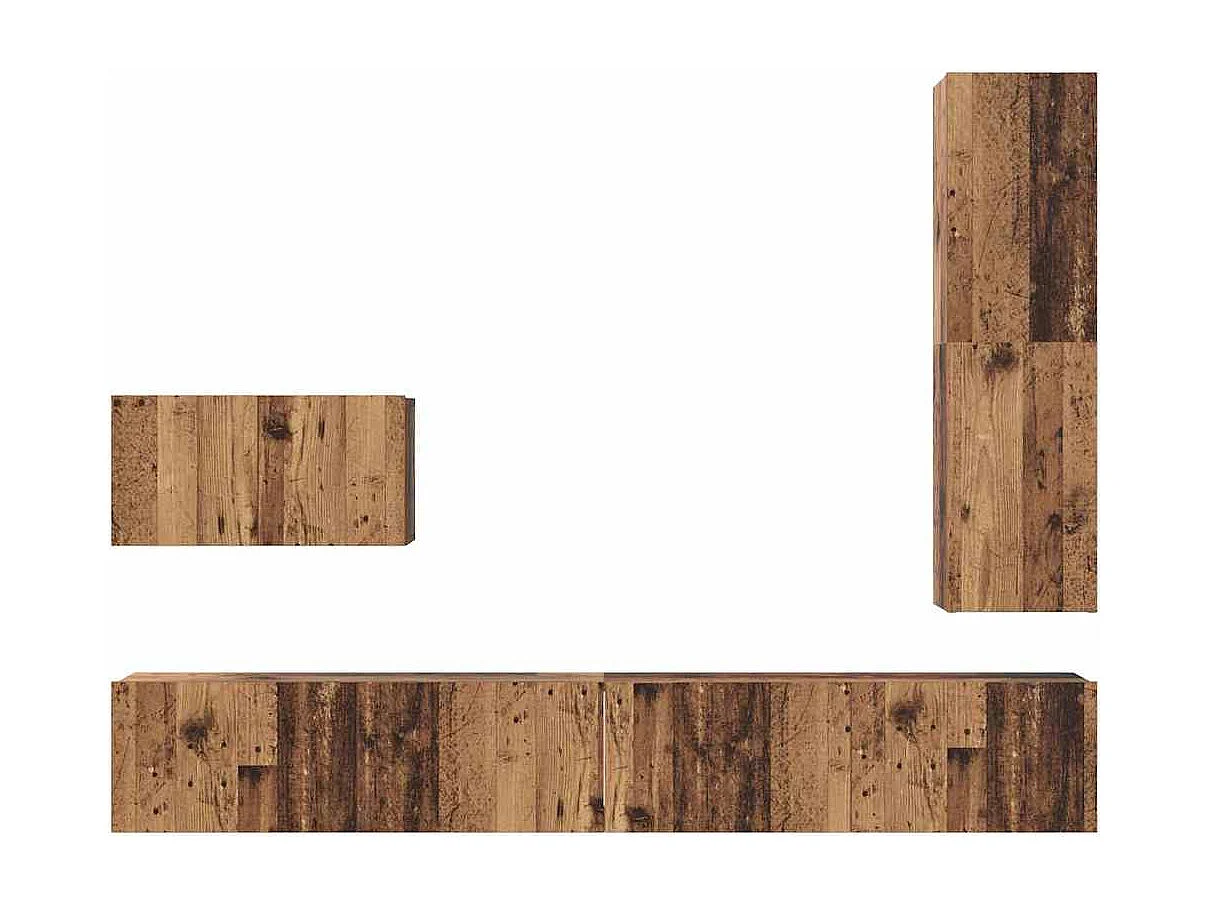 Ensemble meuble TV 4 pièces Bois ancien 30.5 x 30 x 110 cm