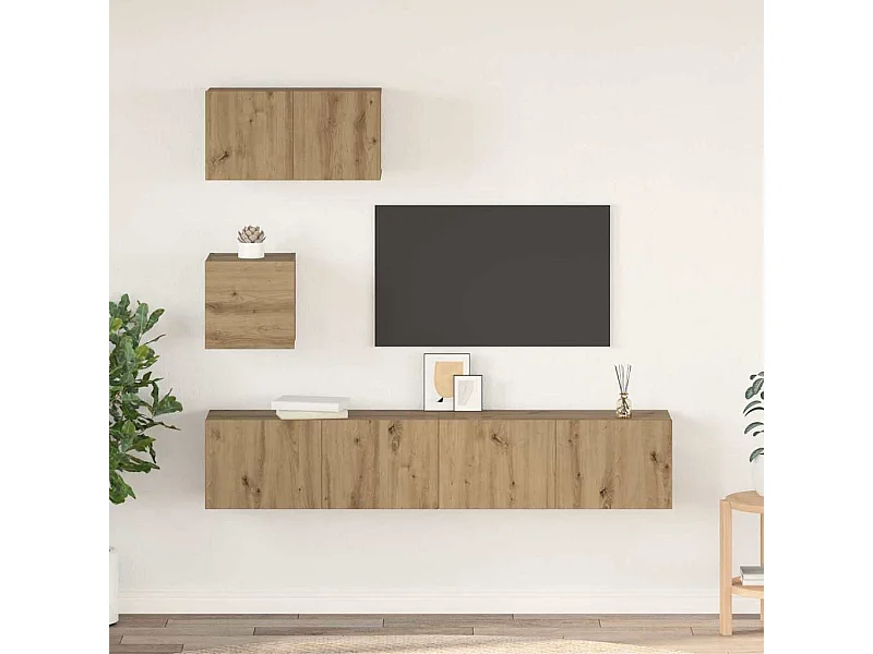 TV Kast Set 4 pcs artisanaal eikenkleurig 80 x 30 x 30 cm