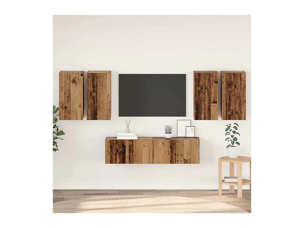 Conjunto de móvel de TV 6 peças Madeira antiga 60 x 30 x 30 cm