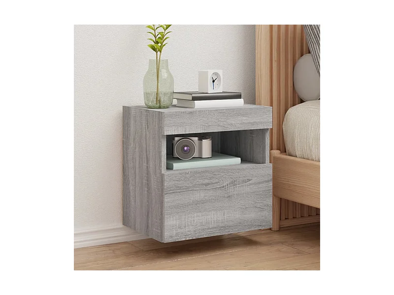 Meuble TV mural avec lumières LED sonoma gris 40x30x40 cm