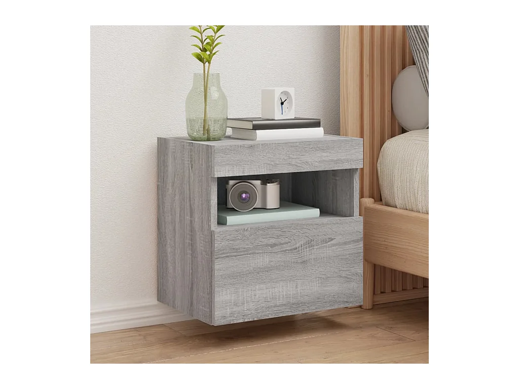 Meuble TV mural avec lumières LED sonoma gris 40x30x40 cm