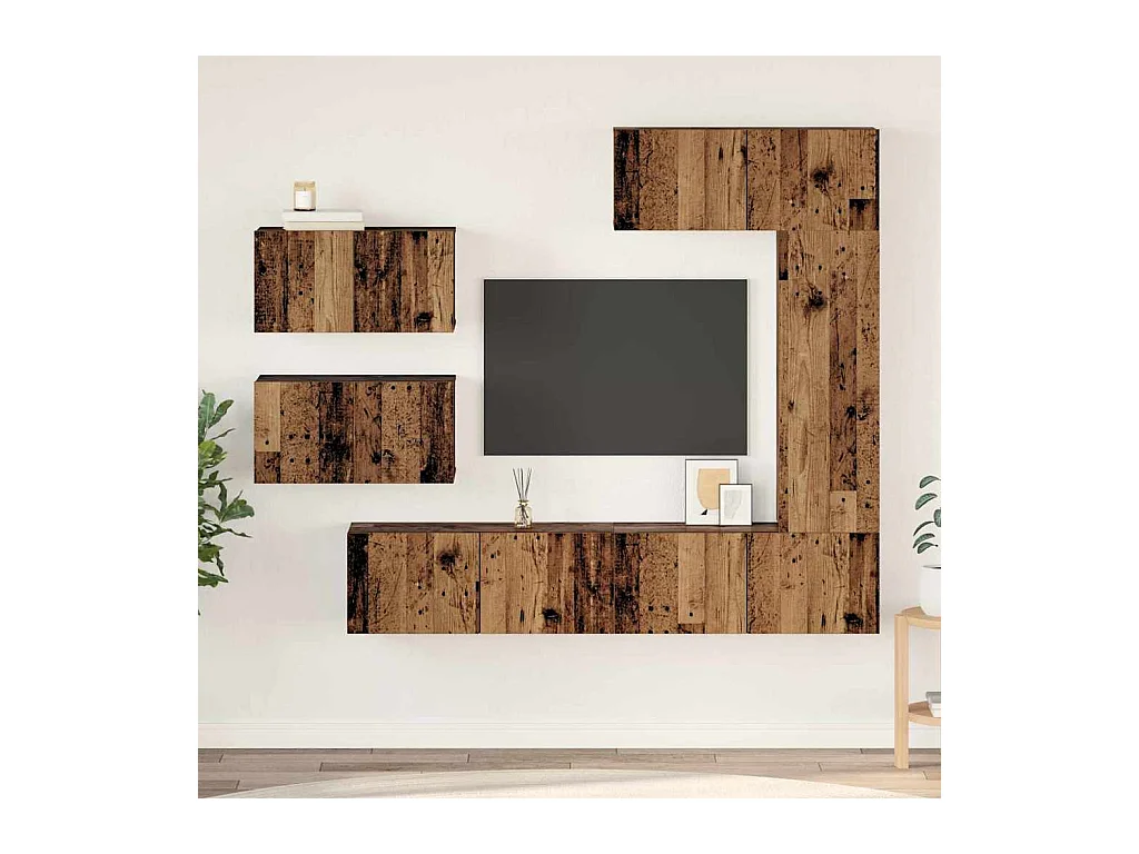 Tv-meubelset 6 pcs Oud hout 30.5 x 30 x 90 cm Bewerkt hout