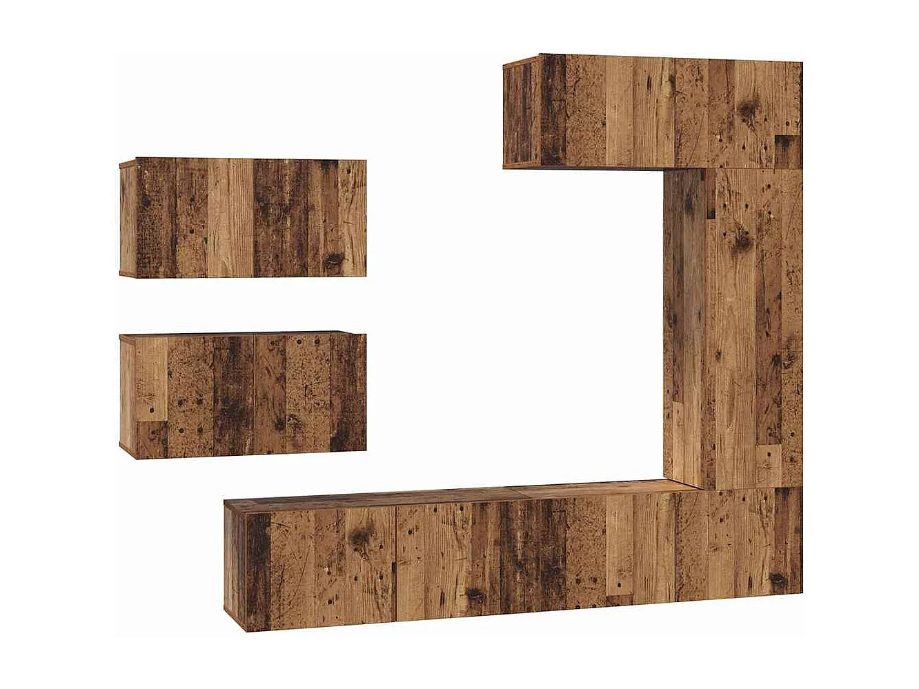 Ensemble meuble TV 6 pièces Bois ancien 30,5 x 30 x 90 cm