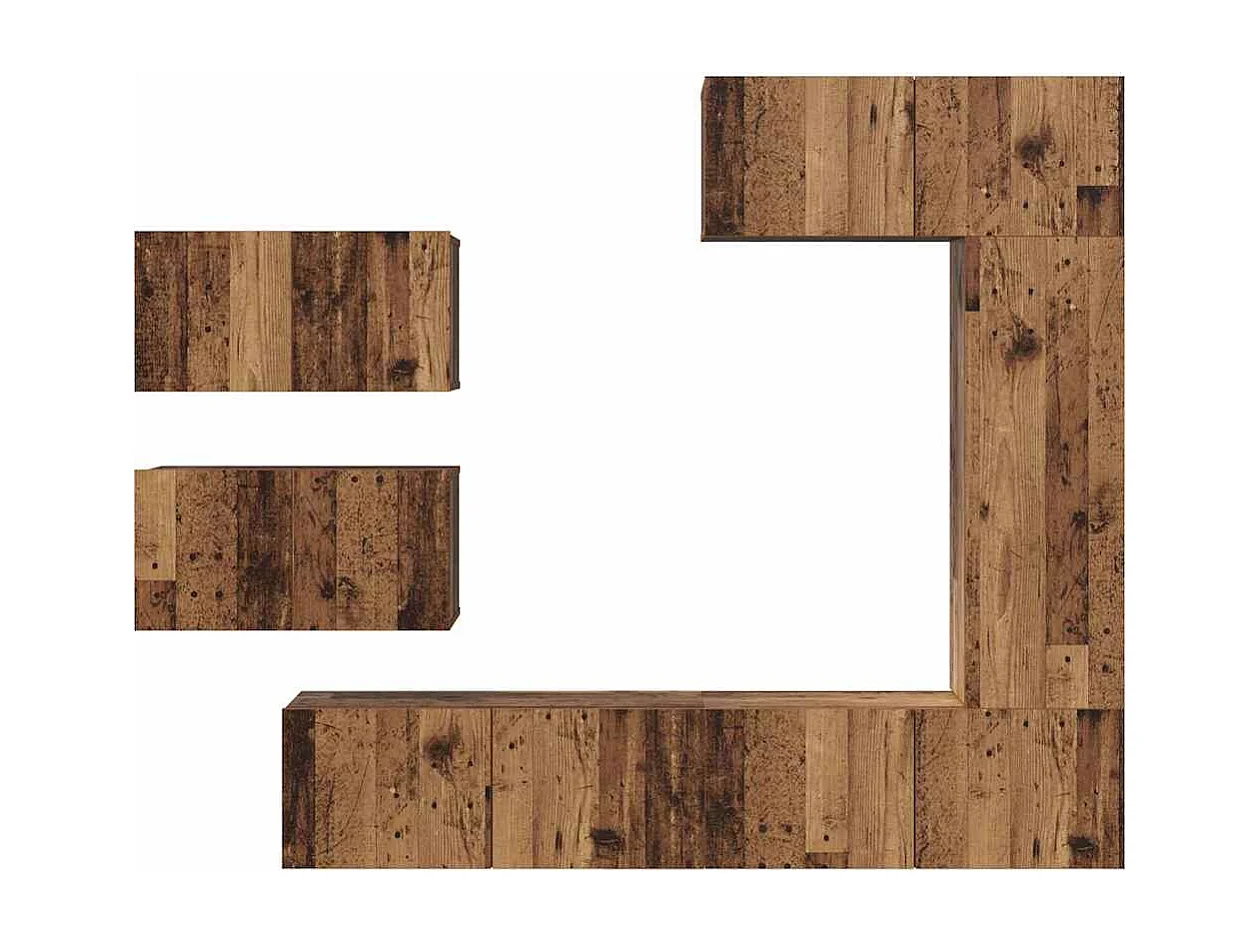 Ensemble meuble TV 6 pièces Bois ancien 30,5 x 30 x 90 cm