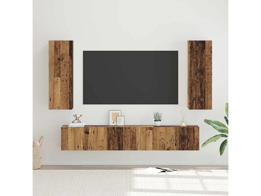 Tv-meubelset 5 pcs Oud hout 30.5 x 30 x 90 cm Bewerkt hout