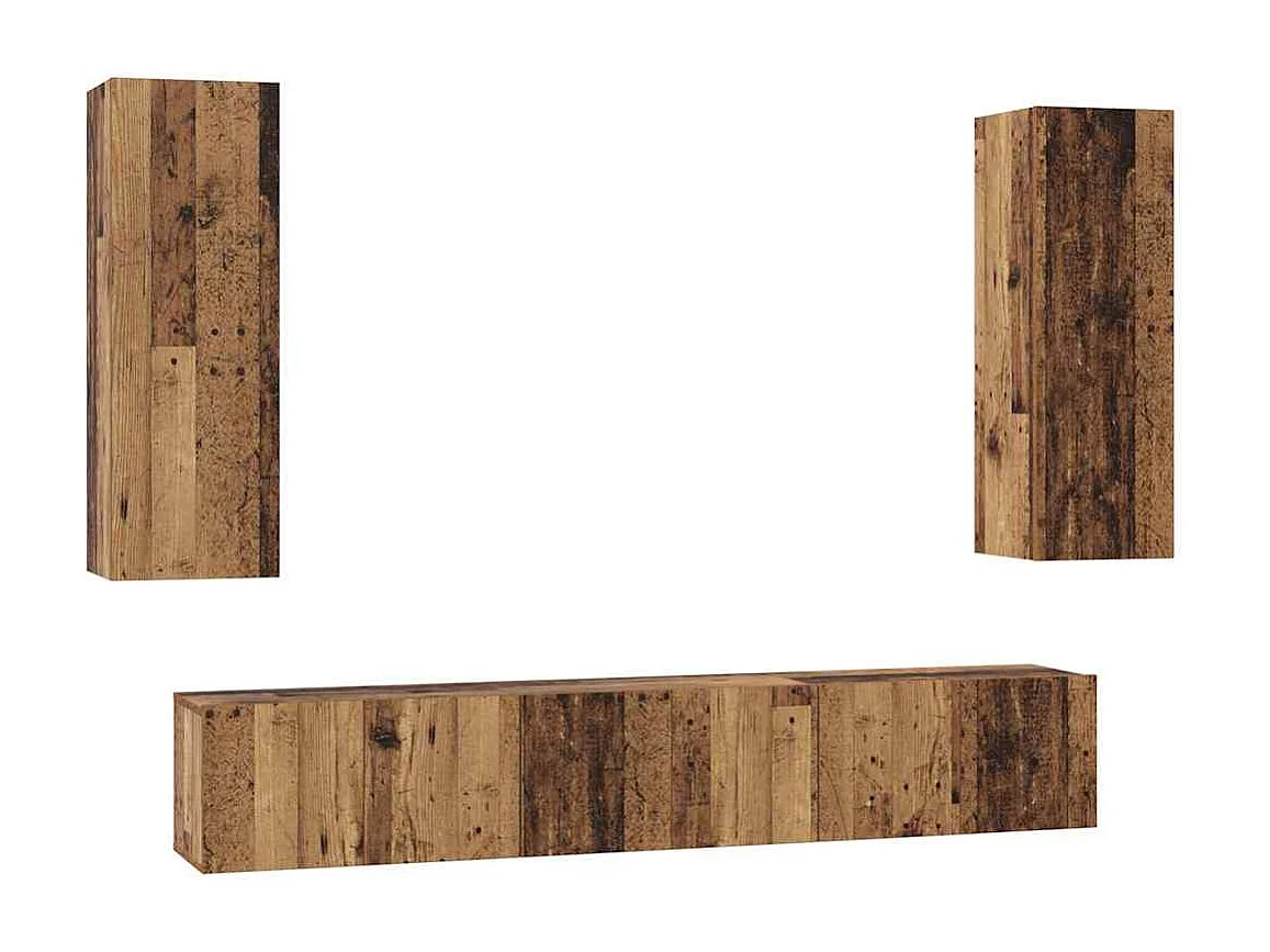 Tv-meubelset 5 pcs Oud hout 30.5 x 30 x 90 cm Bewerkt hout