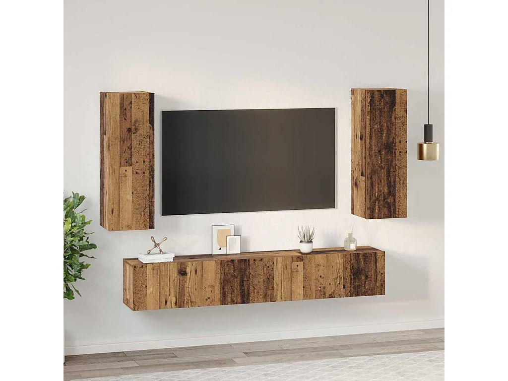 Tv-meubelset 5 pcs Oud hout 30.5 x 30 x 90 cm Bewerkt hout