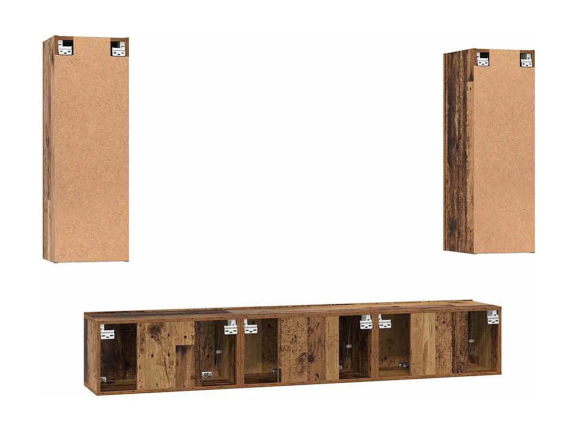 Tv-meubelset 5 pcs Oud hout 30.5 x 30 x 90 cm Bewerkt hout