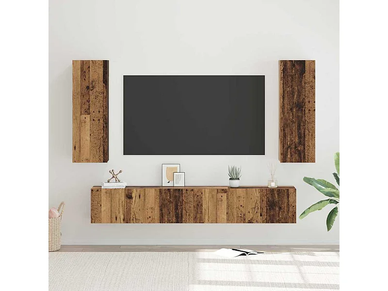 Tv-meubelset 5 pcs Oud hout 30.5 x 30 x 90 cm Bewerkt hout