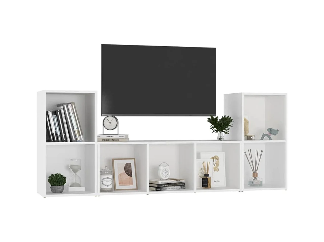 Ensemble de meubles TV 3 pièces Blanc Bois d'ingénierie