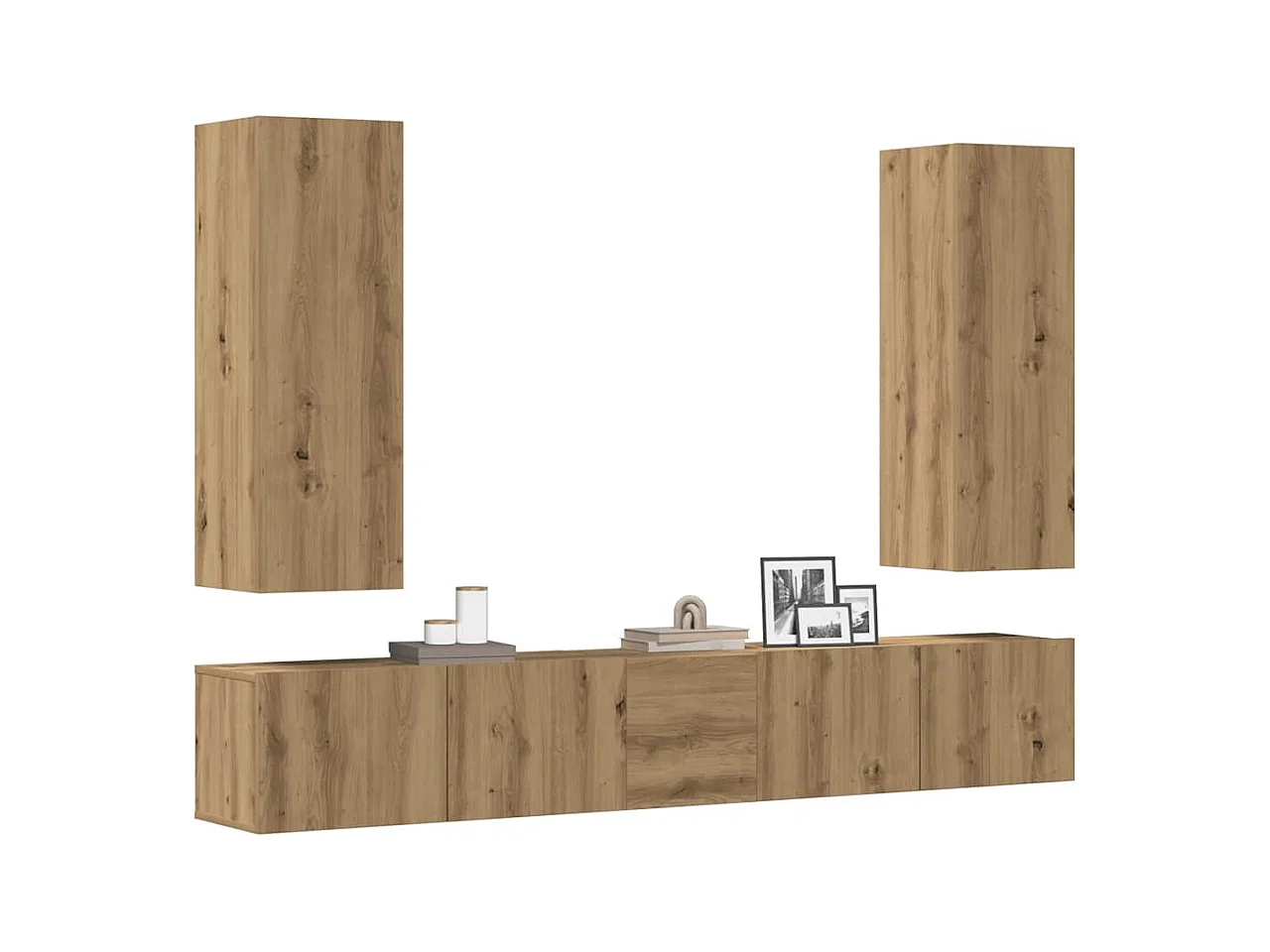 Mueble para TV de pared madera contrachapada artesanal 5 piezas