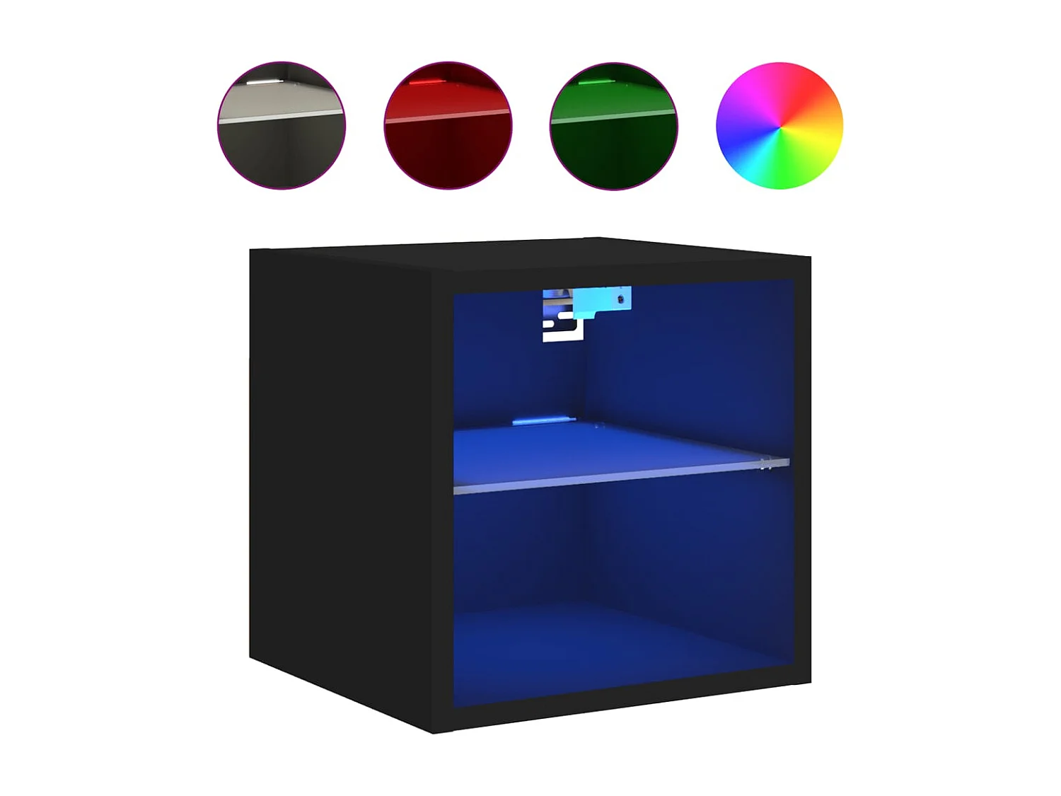 Meubles TV muraux avec lumières LED 2 pièces noir 30x28,5x30 cm