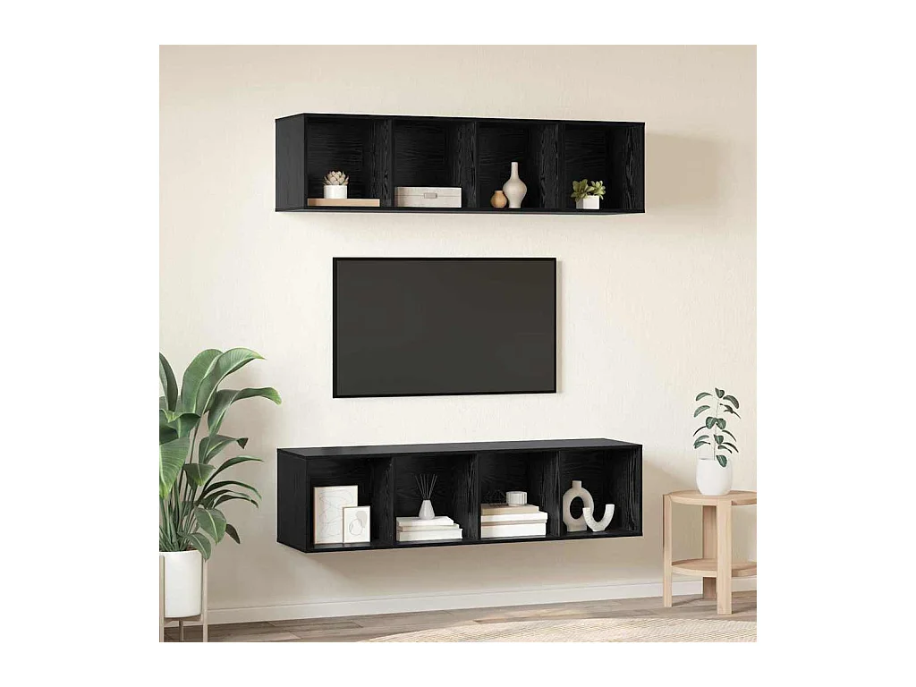 Ensemble de meubles TV 3 pièces Chêne noir Bois d'ingénierie