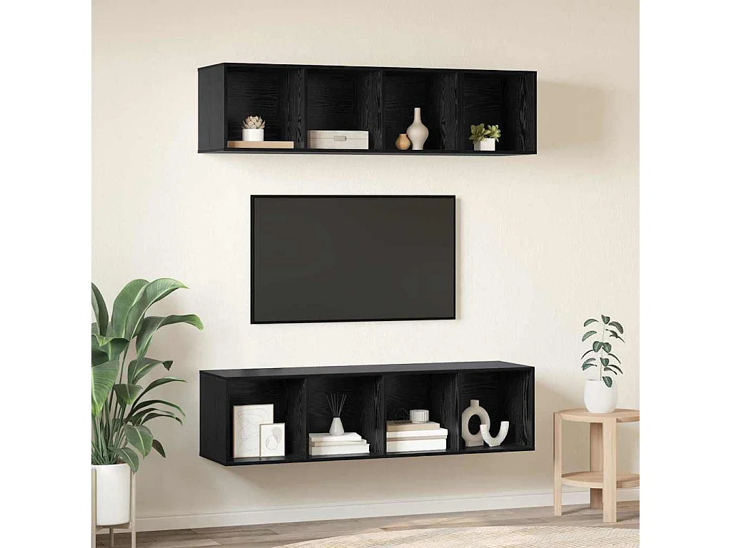 Ensemble de meubles TV 3 pièces Chêne noir Bois d'ingénierie