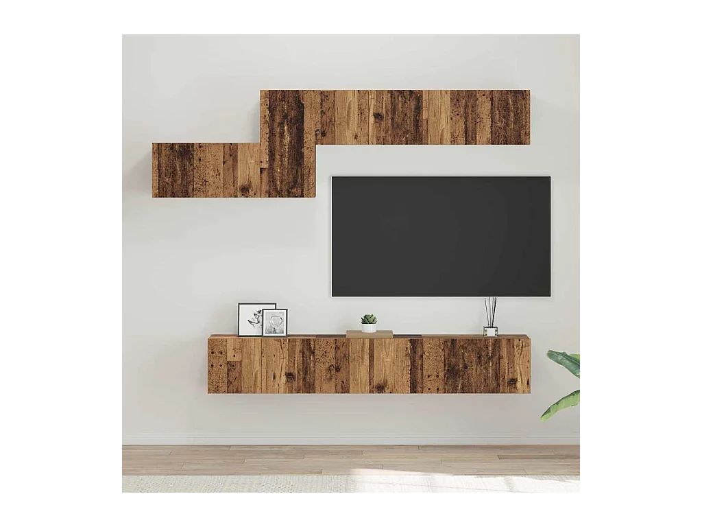 Ensemble meuble TV 7 pièces Bois ancien 60 x 30 x 30 cm