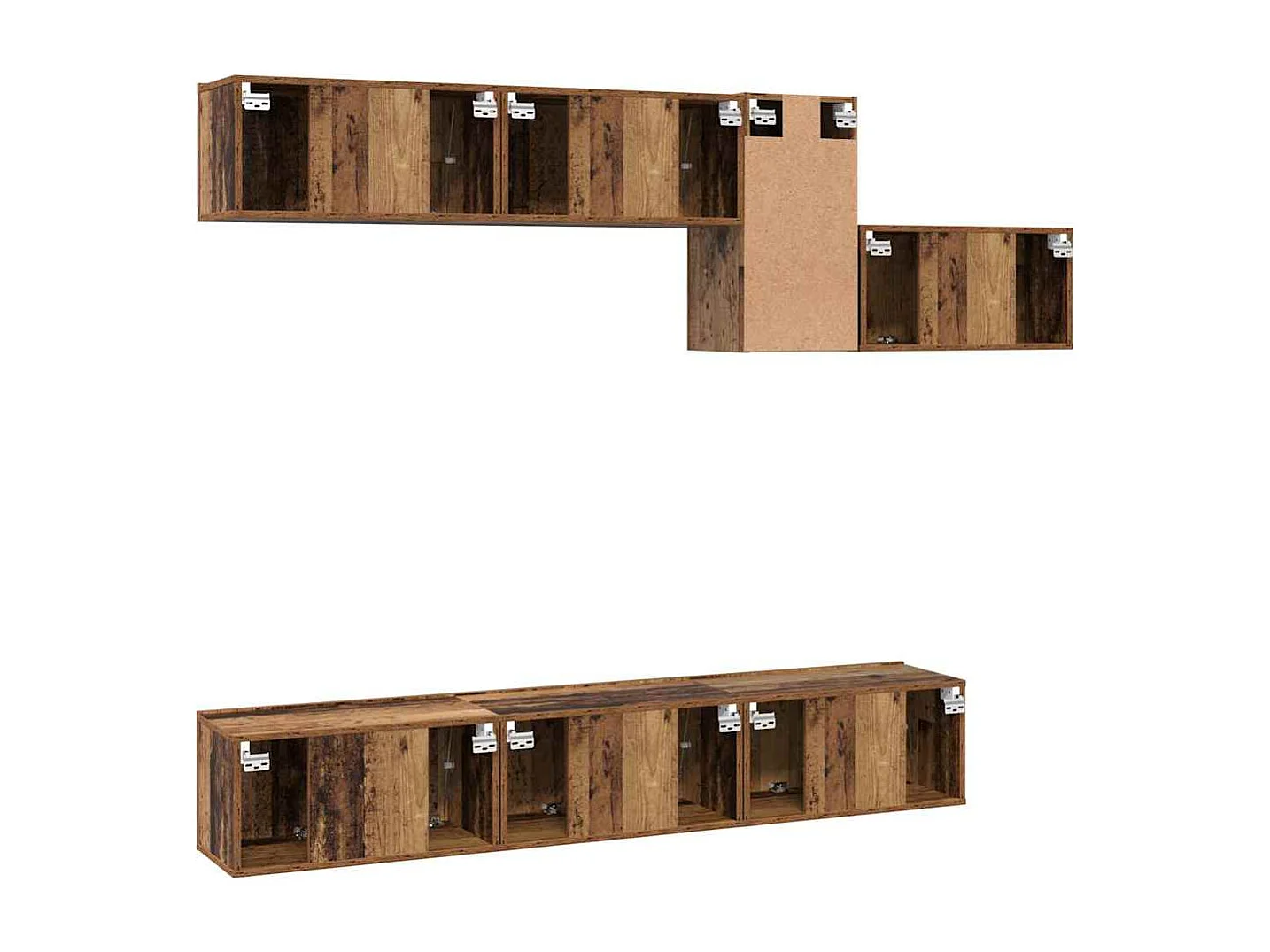 Ensemble meuble TV 7 pièces Bois ancien 60 x 30 x 30 cm