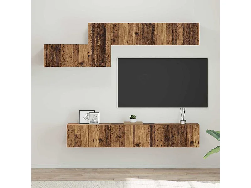 Conjunto de móvel de TV 7 peças Madeira antiga 60 x 30 x 30 cm