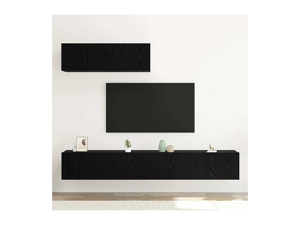 Ensemble de meuble TV 3 pièces Chêne noir 200 x 30 x 30 cm