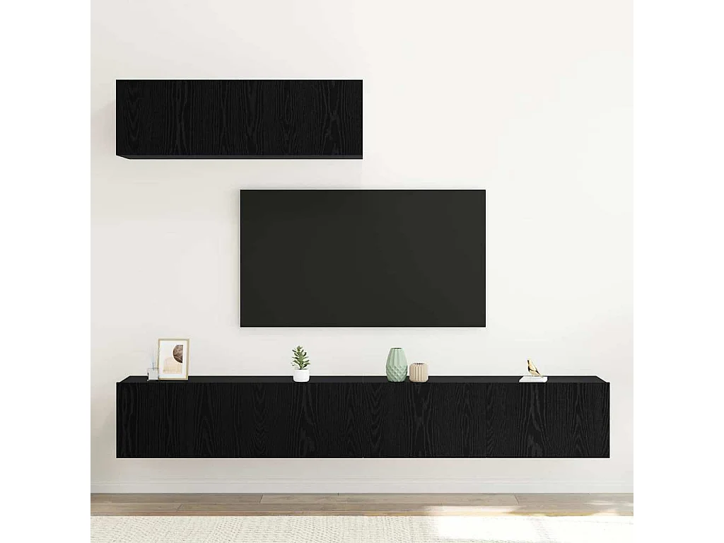 Ensemble de meuble TV 3 pièces Chêne noir 200 x 30 x 30 cm