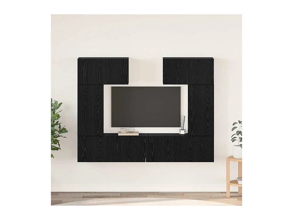 Ensemble meuble TV 6 pièces Chêne noir 80 x 30 x 30 cm