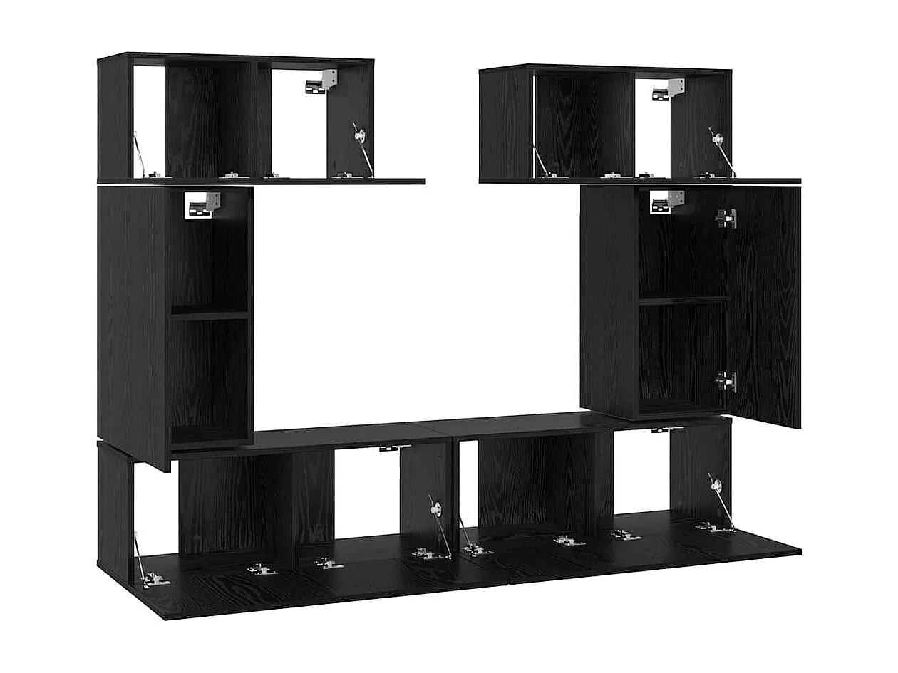 Ensemble meuble TV 6 pièces Chêne noir 80 x 30 x 30 cm