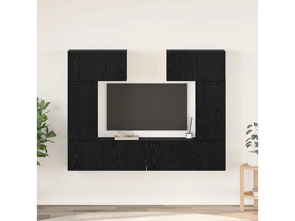 Conjunto de mueble de TV 6 pcs Roble negro 80 x 30 x 30 cm
