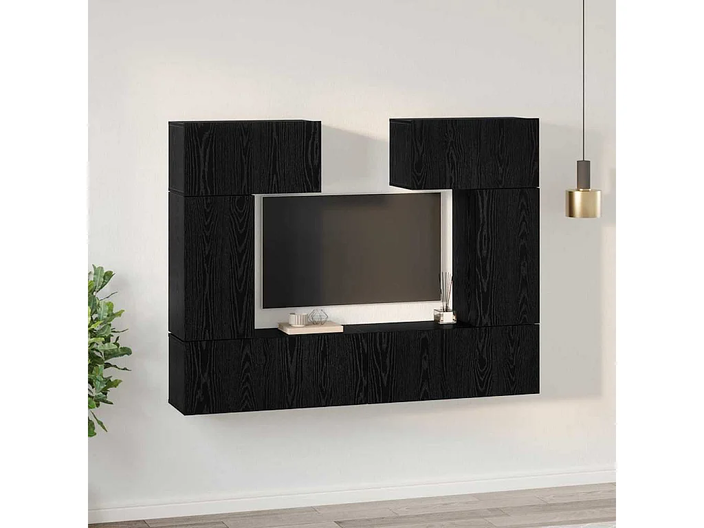 Conjunto de mueble de TV 6 pcs Roble negro 80 x 30 x 30 cm