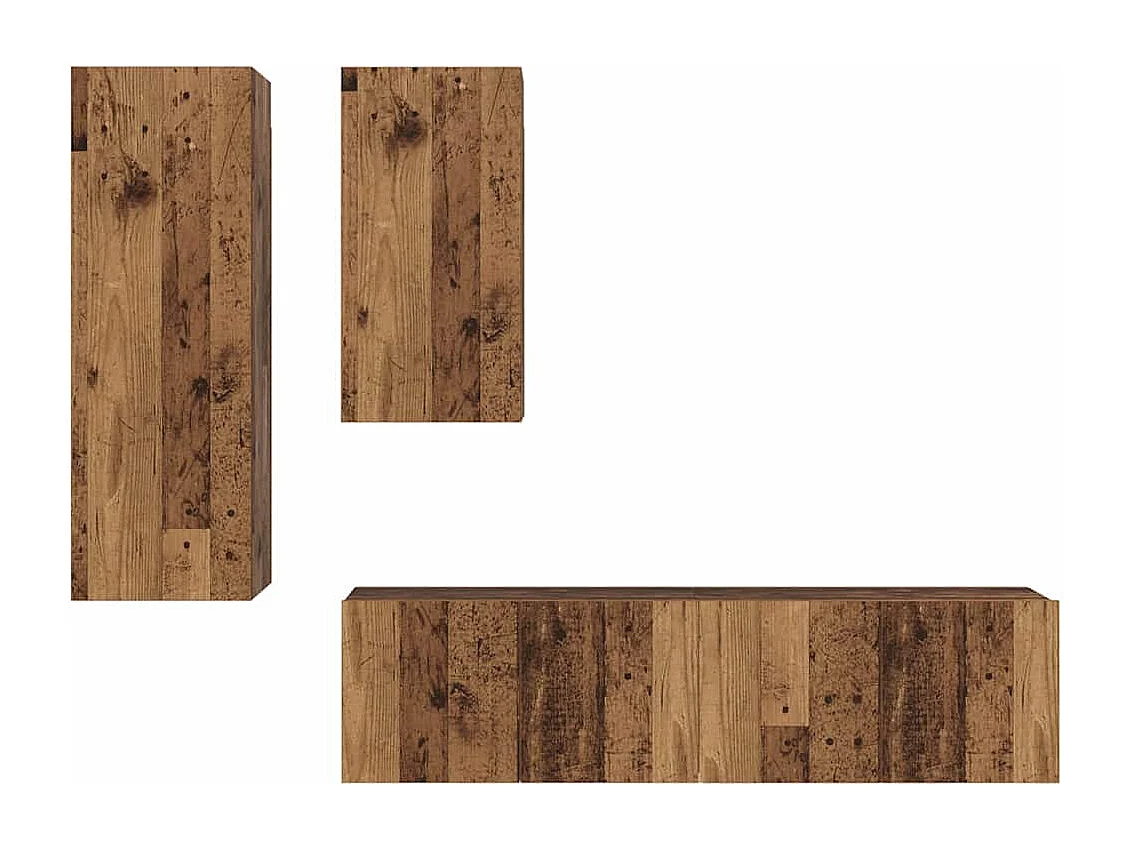 Ensemble meuble TV 4 pièces Bois ancien 30,5 x 30 x 90 cm