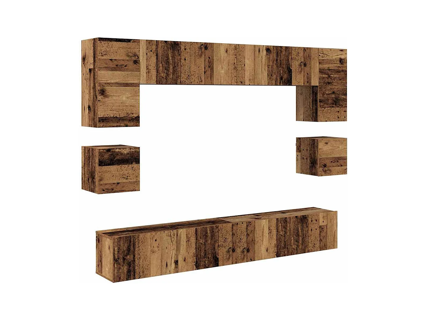 Ensemble meuble TV 8 pièces Bois ancien 100 x 30 x 30 cm