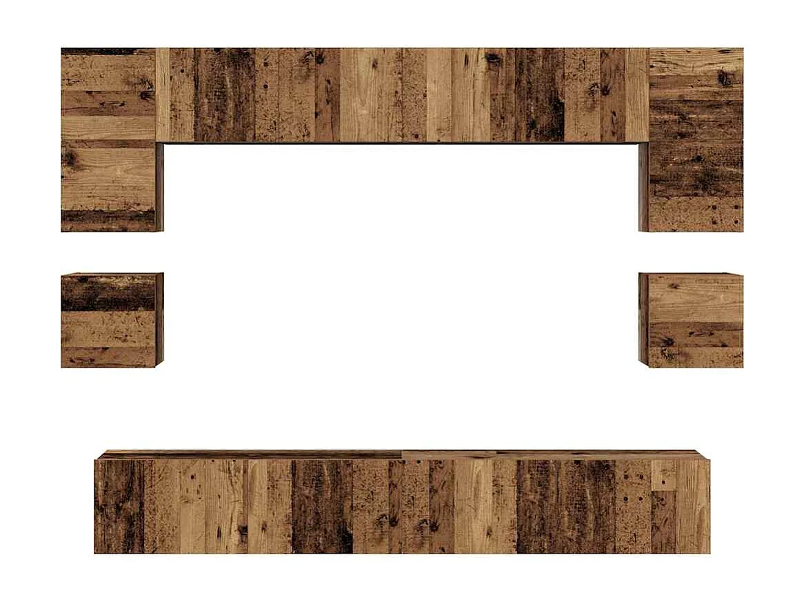 Ensemble meuble TV 8 pièces Bois ancien 100 x 30 x 30 cm