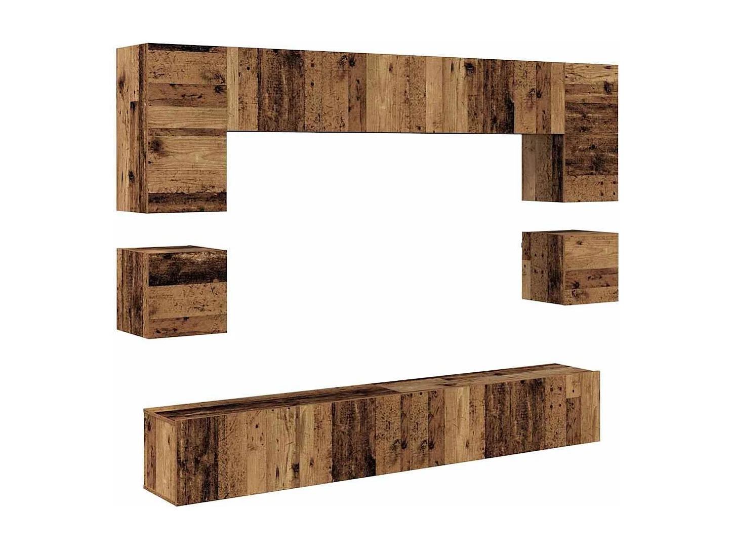 Ensemble meuble TV 8 pièces Bois ancien 100 x 30 x 30 cm