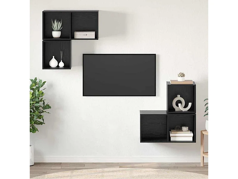 Ensemble meuble TV 4 pièces Chêne noir 37 x 37 x 72 cm