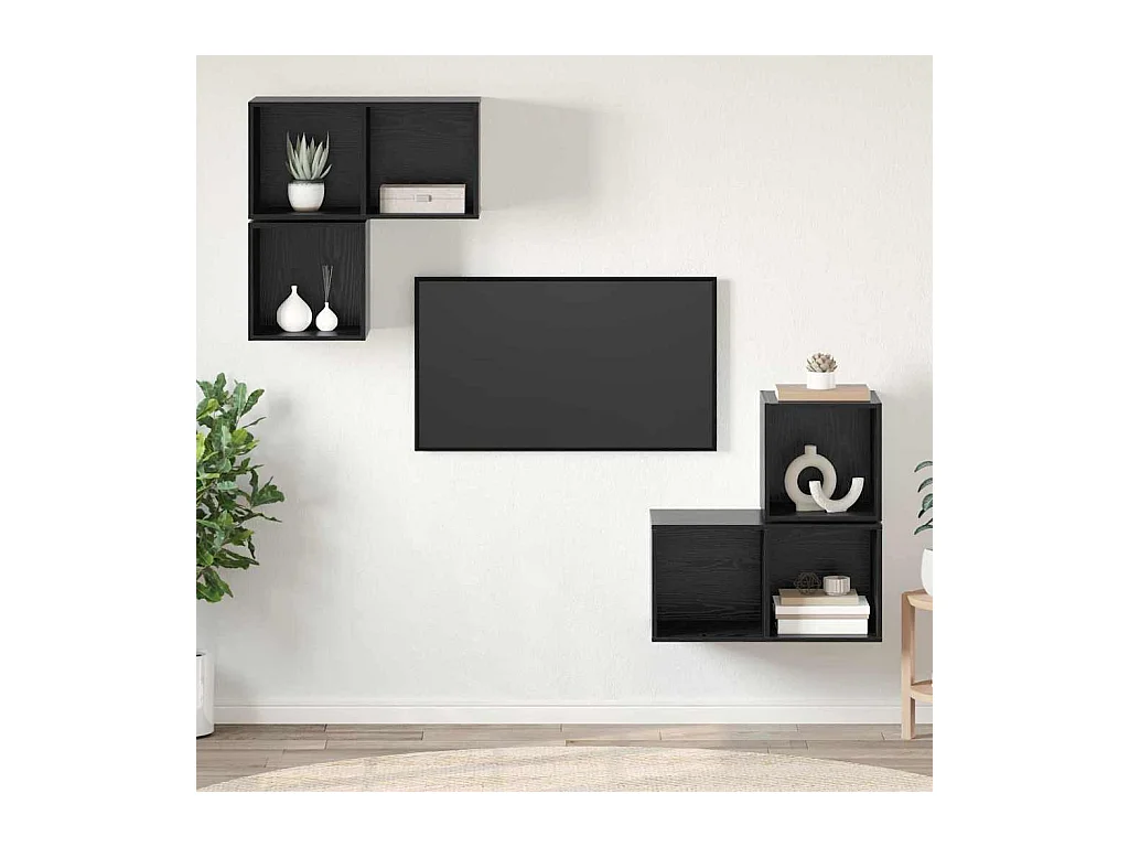 Ensemble meuble TV 4 pièces Chêne noir 37 x 37 x 72 cm