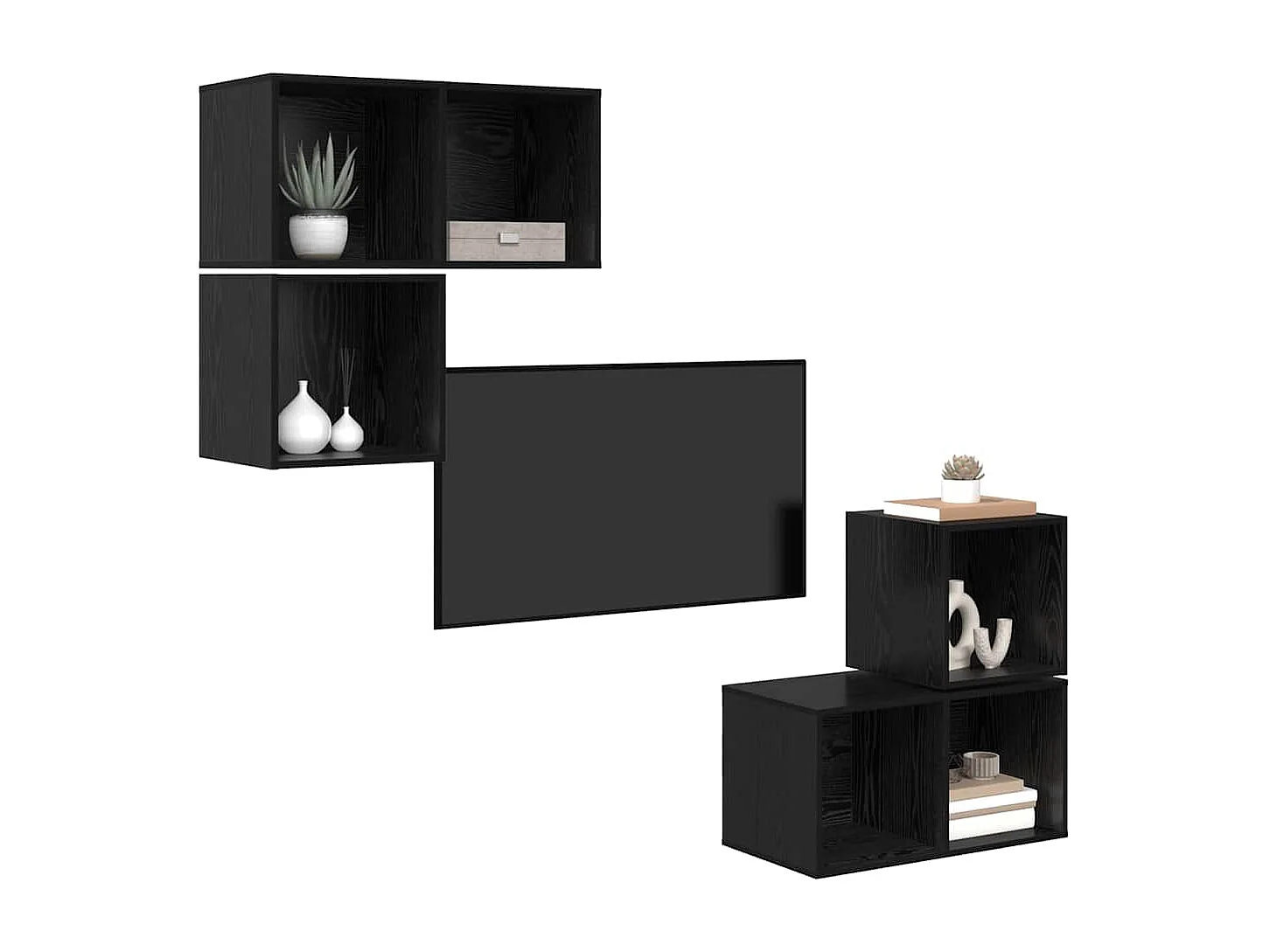 Ensemble meuble TV 4 pièces Chêne noir 37 x 37 x 72 cm