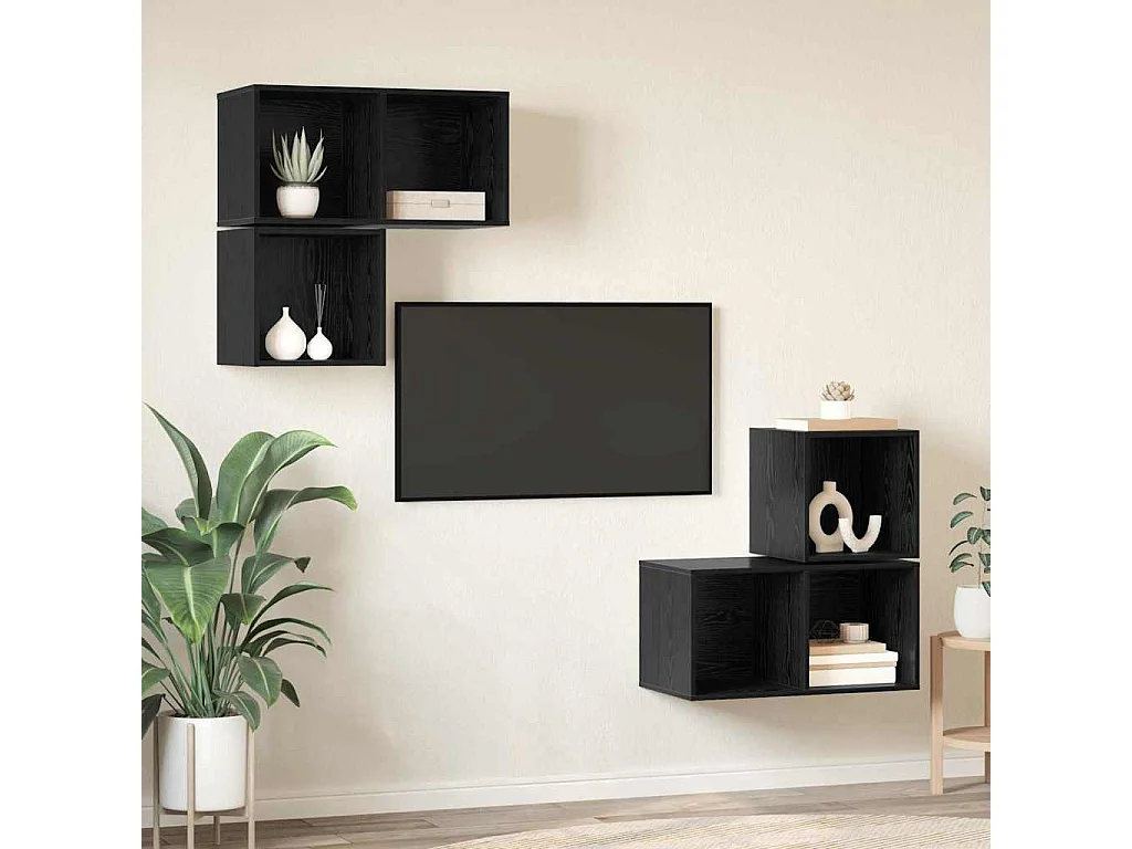 Ensemble meuble TV 4 pièces Chêne noir 37 x 37 x 72 cm