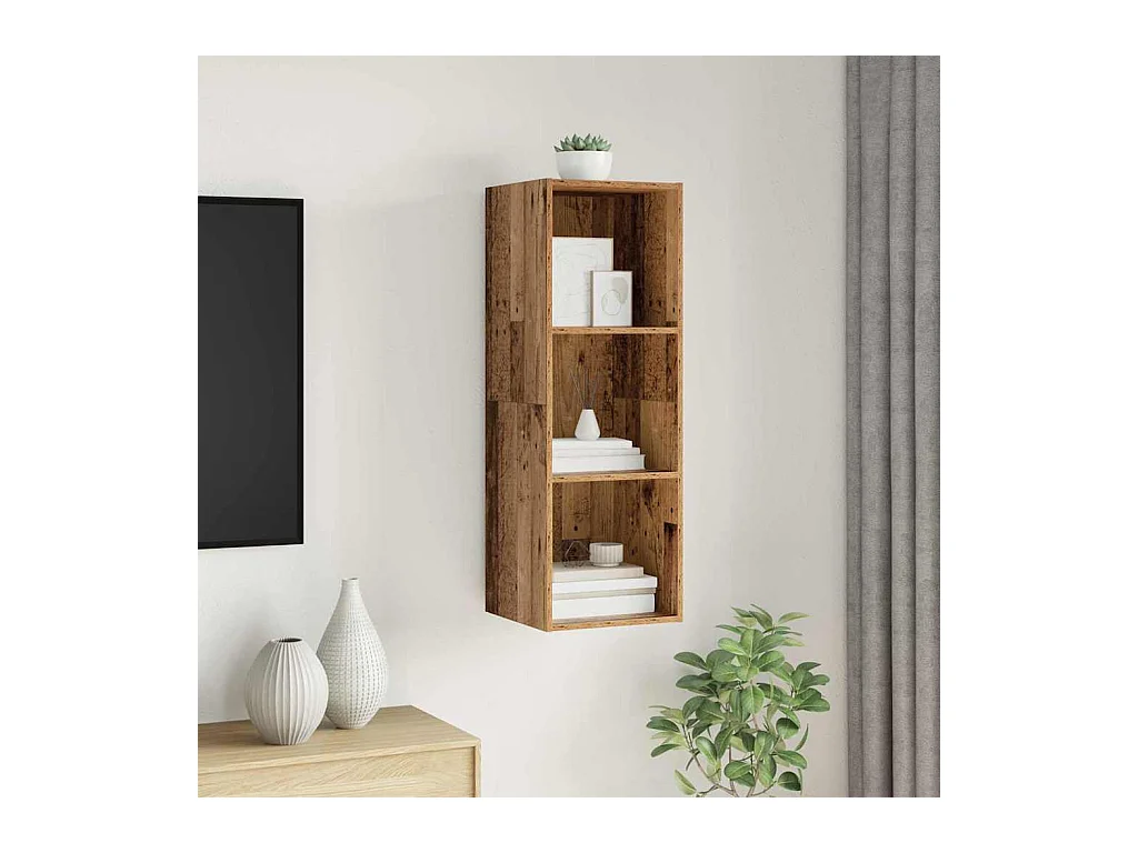 Meuble TV mural Bois ancien 37 x 37 x 107 cm Bois d'ingénierie