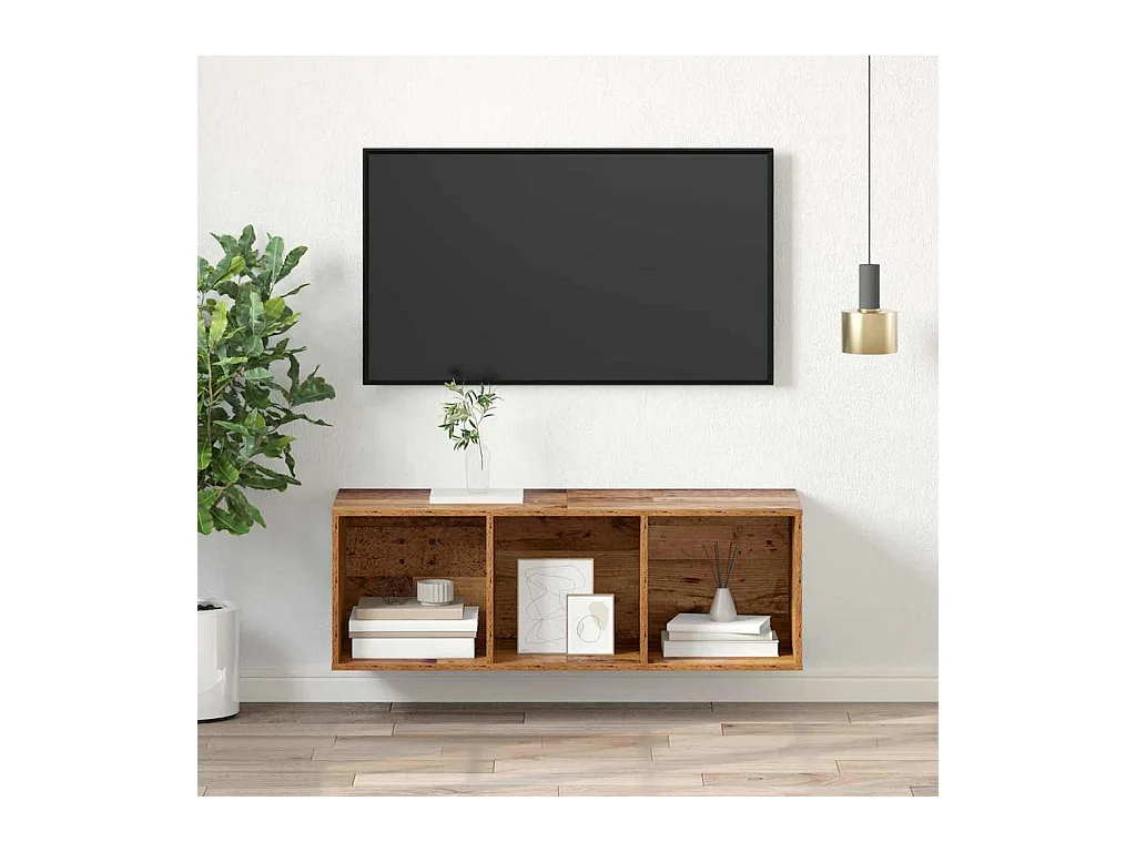 Meuble TV mural Bois ancien 37 x 37 x 107 cm Bois d'ingénierie