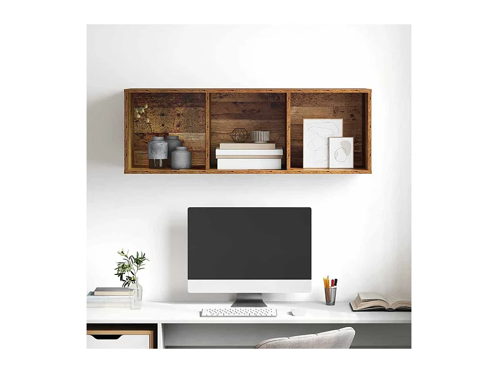 Meuble TV mural Bois ancien 37 x 37 x 107 cm Bois d'ingénierie