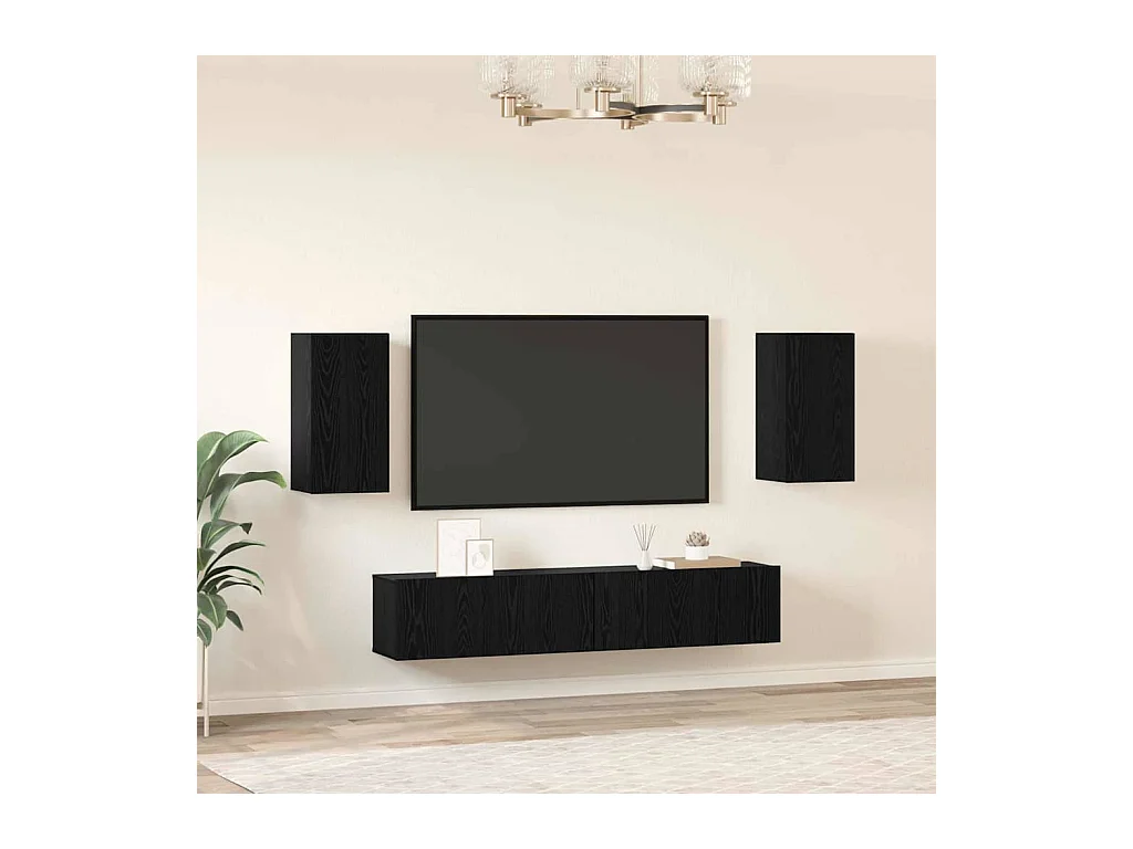 Ensemble meuble TV 4 pièces Chêne noir 80 x 30 x 30 cm