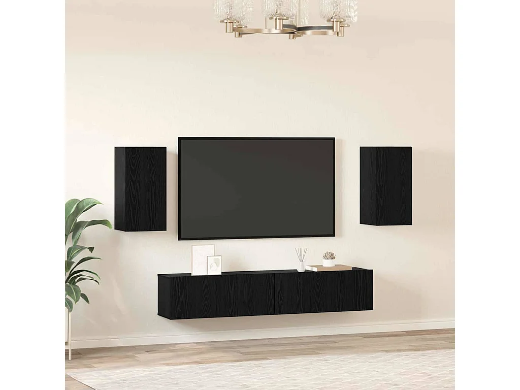 Conjunto de mueble de TV 4 pcs Roble negro 80 x 30 x 30 cm