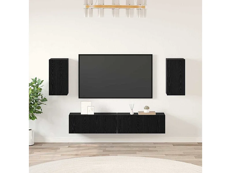 Conjunto de mueble de TV 4 pcs Roble negro 80 x 30 x 30 cm