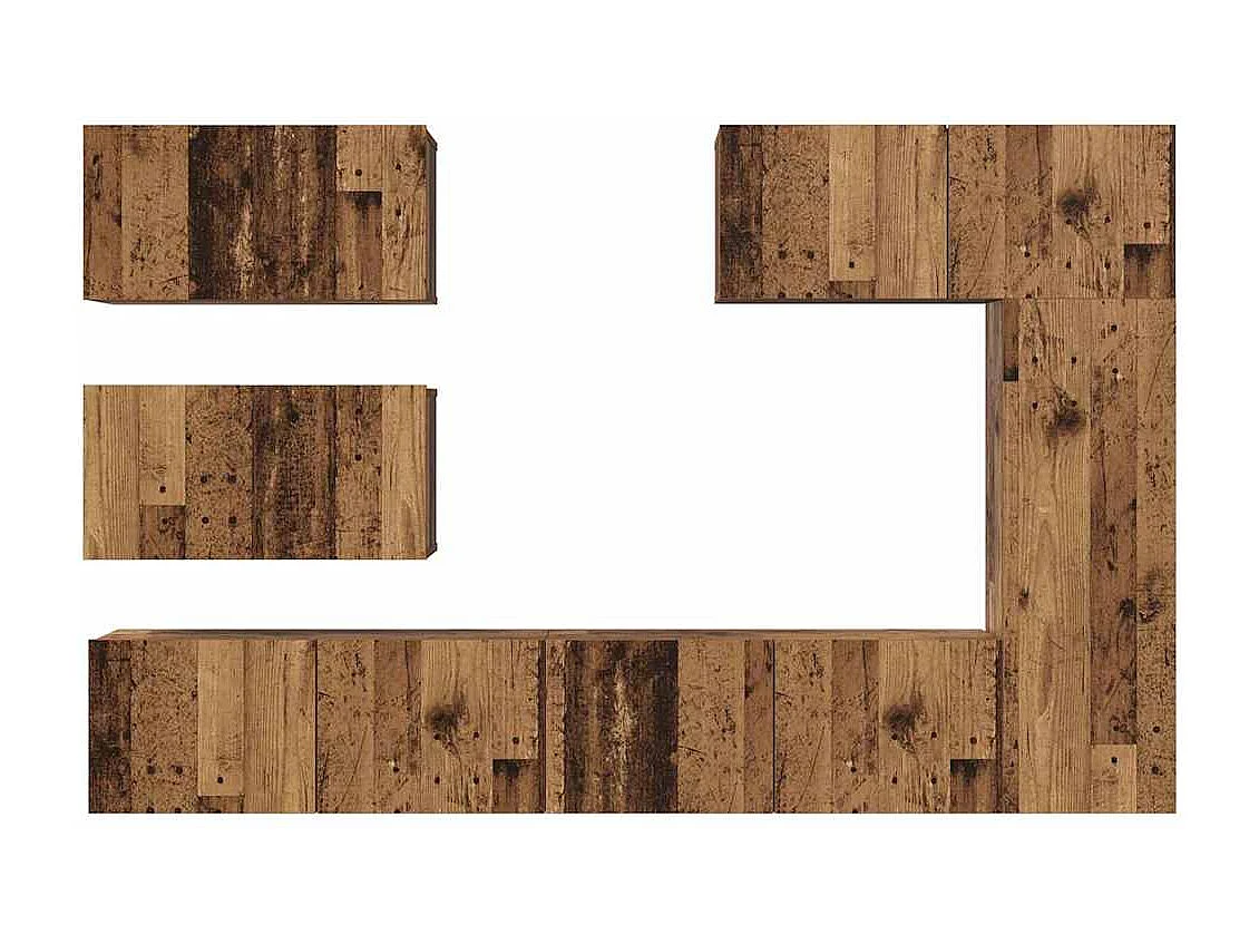 Ensemble meuble TV 6 pièces Bois ancien 30,5 x 30 x 90 cm