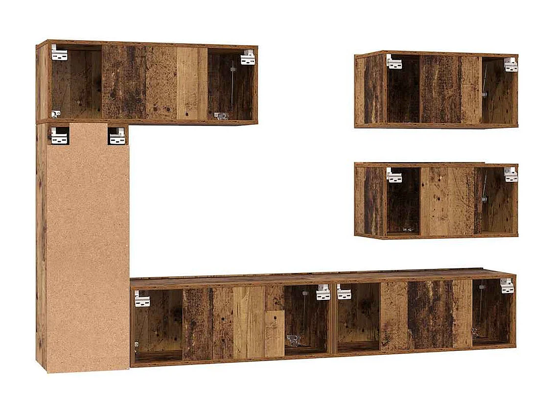 Ensemble meuble TV 6 pièces Bois ancien 30,5 x 30 x 90 cm