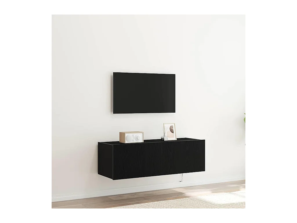 TV Wandkast Zwart eiken 100 x 35 x 31 cm Bewerkt hout