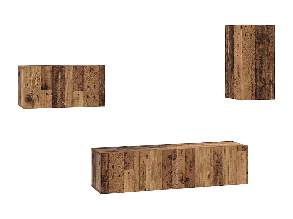 Ensemble meuble TV 4 pièces Bois ancien 30.5 x 30 x 60 cm
