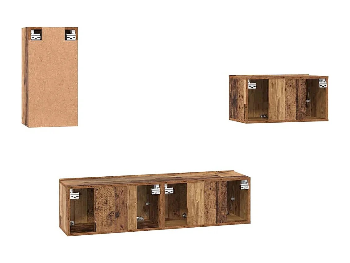 Ensemble meuble TV 4 pièces Bois ancien 30.5 x 30 x 60 cm